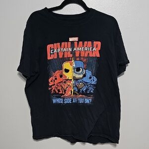 Marvel Civil War Funko L T-Shirt - Black, Red, Blue
